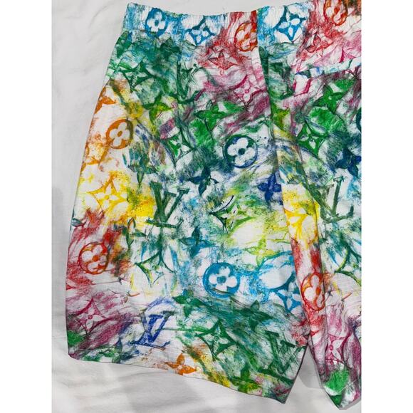 Louis Vuitton LV Pastel Monogram Logo Multicolor Watercolor Shorts 42 1A8H1I - Picture 7 of 14